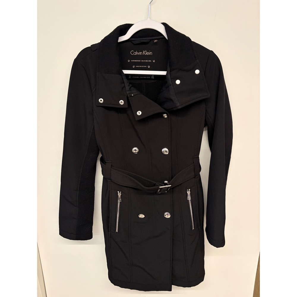Minimalist Chic Double-Breasted Jacket Belted Calvin Klein Women S Black